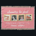 Foto Collage Nieuwe Ouders Gift Baby Roze Deken<br><div class="desc">4 foto-indeling met gouden fotoframes. Geweldig geschenk voor nieuwe ouders met foto's van hun baby's, aan de universiteit gebonden kinderen of pas gehuwde paren! (helder en tekst die je niet wilt). U kunt de achtergrondkleur ook wijzigen. (zie hieronder). Meer stijlen beschikbaar in mijn winkel Het eyedropper hulpmiddel geeft u zelfs...</div>