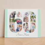 Foto Collage Number 60 Mint White 60th Birthday Imitatie Canvas Print<br><div class="desc">Creëer je eigen persoonlijke foto cadeau voor een 60e verjaardag. Deze nette fotocollage is in de vorm van het getal 60 op een witte achtergrond met groene miniranden. De collage kan 15 foto's houden en de sjabloon is opstelling klaar voor u om uw favoriete foto's toe te voegen die met...</div>