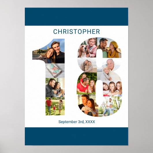 Foto Collage nummer 18 Aangepast 18e verjaardag Poster (Voorkant)