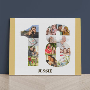 Foto collage nummer 18 Neutraal 18e verjaardag Imitatie Canvas Print