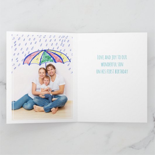 Foto Collage nummer 1 Jongen eerste verjaardag Kaart (Binnen)