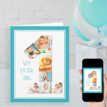Foto Collage nummer 1 Jongen eerste verjaardag Kaart<br><div class="desc">Unieke en gepersonaliseerde eerste verjaardagsfotokaart voor een kleine jongen. Het fotomalplaatje is opstelling voor u om uw favoriete afbeeldingen aan dit aantal 1 fotocollage plus een extra speciale foto binnen toe te voegen. U kunt zijn naam aan de voorzijde ook toevoegen en de verjaardagsgroet binnen aanpassen. Het ontwerp heeft een...</div>