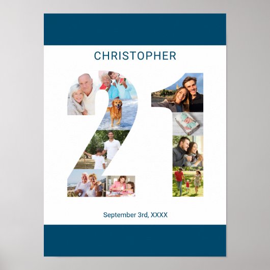 Foto Collage nummer 21 Aangepast 21ste verjaardag Poster (Voorkant)