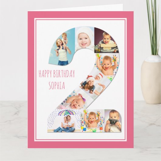 Foto Collage nummer 2 Tweede verjaardag van het me Kaart (Voorkant)