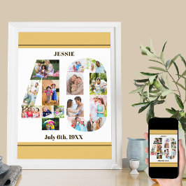 Foto Collage nummer 40 Aangepast 40e verjaardag Poster