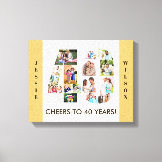 Foto Collage nummer 40 Neutraal 40e verjaardag Canvas Afdruk (Voorkant)