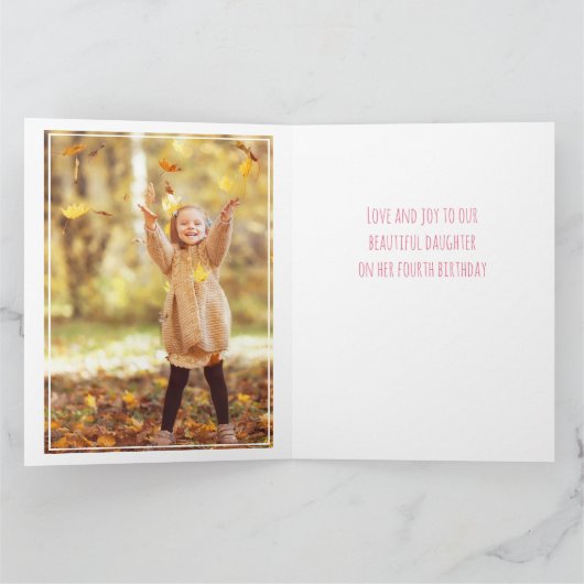 Foto Collage nummer 4 Meisjes vierde geboortedag K Kaart (Binnen)