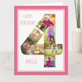 Foto Collage nummer 4 Meisjes vierde geboortedag K Kaart (Voorkant)