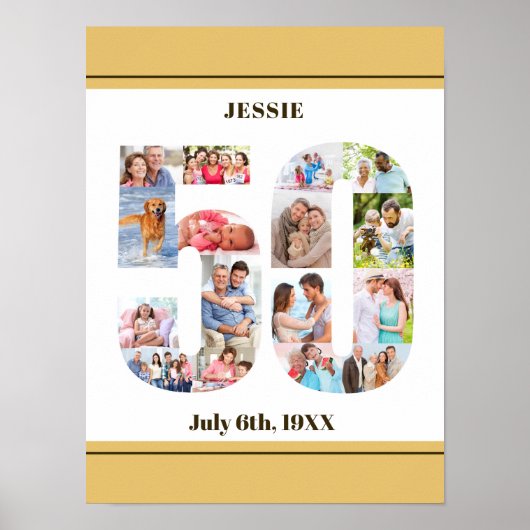 Foto Collage nummer 50 Aangepast 50e verjaardag Poster (Voorkant)