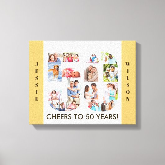 Foto Collage nummer 50 Neutraal 50e verjaardag Canvas Afdruk (Voorkant)