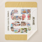 Foto Collage nummer 50 Neutraal 50e verjaardag Sherpa Deken (Voorkant)