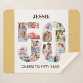 Foto Collage nummer 50 Neutraal 50e verjaardag Sherpa Deken (Voorkant (horizontaal))