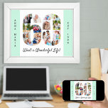 Foto Collage nummer 60 Shape Mint 60th Birthday Poster<br><div class="desc">Creëer uw eigen unieke 60e verjaardagskerk met uw favoriete foto's. Deze fotocollage is in de vorm van een aantal 60 en de sjabloon is opstelling klaar voor u om uw foto's en douanetekst toe te voegen. De steekproefformulering omvat jouw naam, geboortejaar en "Wat een geweldig leven!" - die allemaal kunnen...</div>