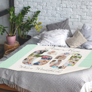 Foto Collage nummer 60 Shape Mint 60th Birthday Sherpa Deken