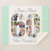 Foto Collage nummer 60 Shape Mint 60th Birthday Sherpa Deken (Voorkant (horizontaal))