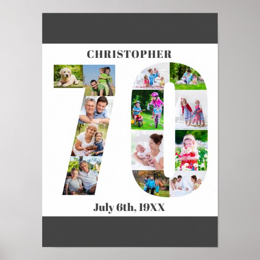 Foto Collage nummer 70 Aangepast 70e verjaardag Poster (Voorkant)