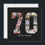 Foto collage nummer 70 kaart<br><div class="desc">Dit aanpasbare product is waar foto's worden gerangschikt om de vorm van een nummer te vormen. Het wordt vaak gebruikt voor mijlpaalvieringen zoals verjaardagen, jubileumfeesten of prestaties, waardoor gebruikers memorabele afbeeldingen kunnen tonen binnen een enkele, opvallende weergave. De ontwerpen bieden meestal ruimte voor verschillende fotoformaten en -oriëntaties, waardoor een visueel...</div>