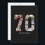 Foto-collage nummer 70 kaart<br><div class="desc">Dit aanpasbare product is waar foto's worden gerangschikt om de vorm van een nummer te vormen. Het wordt vaak gebruikt voor mijlpaalvieringen zoals verjaardagen, jubileumfeesten of prestaties, waardoor gebruikers memorabele afbeeldingen kunnen tonen binnen een enkele, opvallende weergave. De ontwerpen bieden doorgaans ruimte voor verschillende fotoformaten en -oriëntaties, waardoor een visueel...</div>
