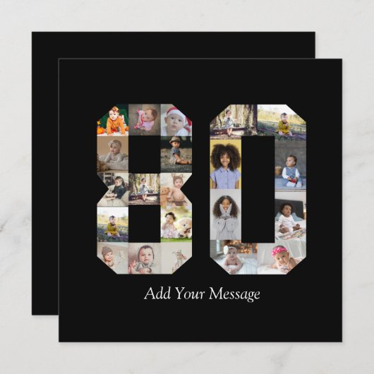 Foto-collage nummer 80 bedankkaart (Voorkant / Achterkant)