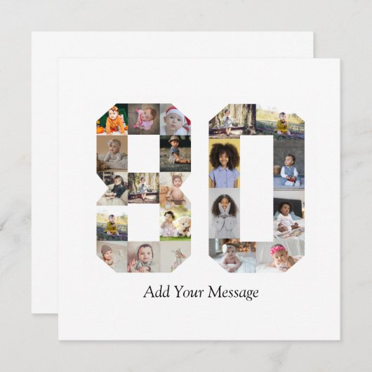 Foto-collage nummer 80 bedankkaart (Voorkant / Achterkant)