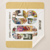 Foto Collage nummer 80 Beige 80e verjaardag Sherpa Deken (Voorkant)
