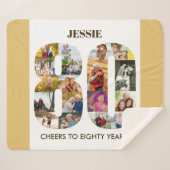 Foto Collage nummer 80 Beige 80e verjaardag Sherpa Deken (Voorkant (horizontaal))