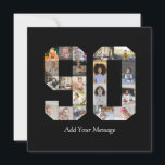 Foto-collage nummer 90 kaart<br><div class="desc">Dit aanpasbare product is waar foto's worden gerangschikt om de vorm van een nummer te vormen. Het wordt vaak gebruikt voor mijlpaalvieringen zoals verjaardagen, jubileumfeesten of prestaties, waardoor gebruikers memorabele afbeeldingen kunnen tonen binnen een enkele, opvallende weergave. De ontwerpen bieden doorgaans ruimte voor verschillende fotogroottes en -oriëntaties, waardoor een visueel...</div>