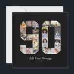 Foto-collage nummer 90 kaart<br><div class="desc">Dit aanpasbare product is waar foto's worden gerangschikt om de vorm van een nummer te vormen. Het wordt vaak gebruikt voor mijlpaalvieringen zoals verjaardagen, jubileumfeesten of prestaties, waardoor gebruikers memorabele afbeeldingen kunnen tonen binnen een enkele, opvallende weergave. De ontwerpen bieden doorgaans ruimte voor verschillende fotogroottes en -oriëntaties, waardoor een visueel...</div>