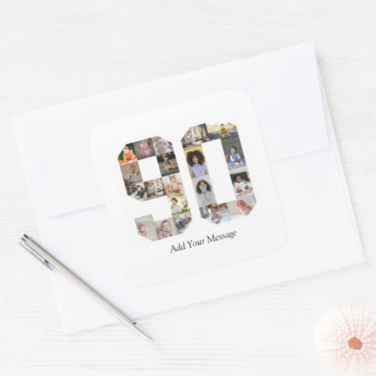 Foto-collage nummer 90 vierkante sticker (Envelop)