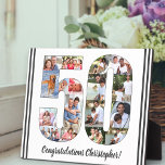 Foto Collage Omgekeerd nummer 50 Birthday Fotoplaat<br><div class="desc">50th Birthday Plaque - gepersonaliseerd met een fotocollage van je favoriete foto's en aangepaste tekst. Het fotomalplaatje is opstelling klaar voor u om uw foto's toe te voegen, die in de vorm van aantal 50 zullen worden getoond, die met een fijne zwarte lijn wordt geschetst. De formulering, die momenteel luidt...</div>