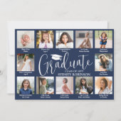 Foto-collage & onderschriften Navyblauwe afstudere Aankondiging (Voorkant)