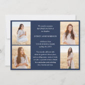 Foto-collage & onderschriften Navyblauwe afstudere Aankondiging (Achterkant)