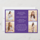 Foto Collage & Onderschriften Paars & Witte Afstud Aankondiging (Achterkant)