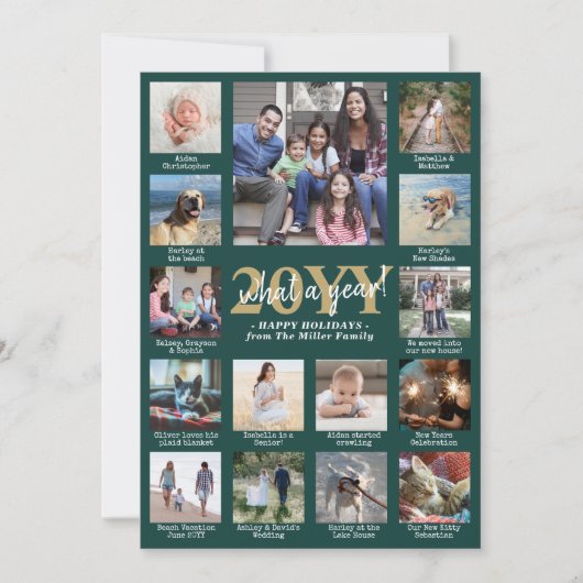 Foto Collage & onderschriften Wat een jaar groen e Feestdagenkaart (Voorkant)