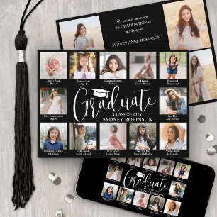 Foto-collage & onderschriften Zwart-wit afstuderen Aankondiging