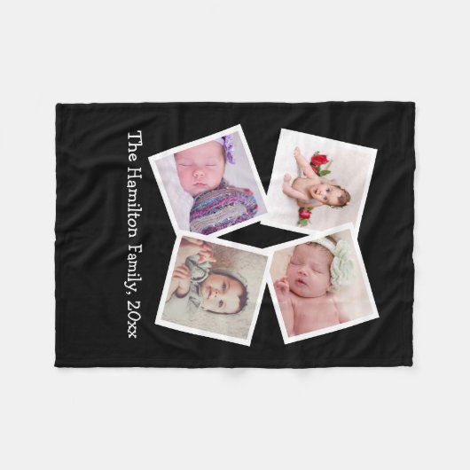 Foto: Collage One of a Kind - Aangepast 4 Foto Fleece Deken (Voorkant (Horizontaal))