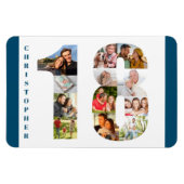 Foto collage op nummer 18 - 18e verjaardag magneet (Horizontaal)