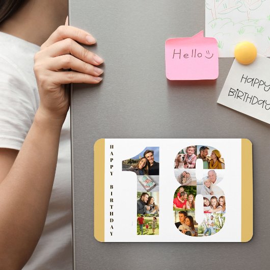 Foto Collage op nummer 18 Happy 18th Birthday Magneet