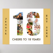 Foto collage op nummer 18 Neutraal 18e verjaardag Poster (Voorkant)