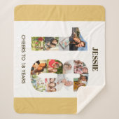 Foto collage op nummer 18 Neutraal 18e verjaardag Sherpa Deken (Voorkant)