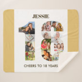 Foto collage op nummer 18 Neutraal 18e verjaardag Sherpa Deken (Voorkant (horizontaal))