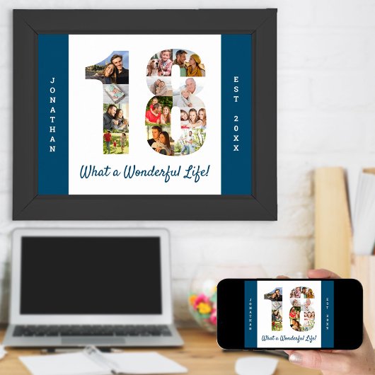 Foto collage op nummer 18 Vorm voor 18e verjaardag Poster