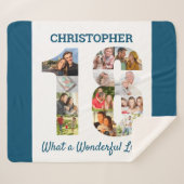 Foto collage op nummer 18 Vorm voor 18e verjaardag Sherpa Deken (Voorkant (horizontaal))