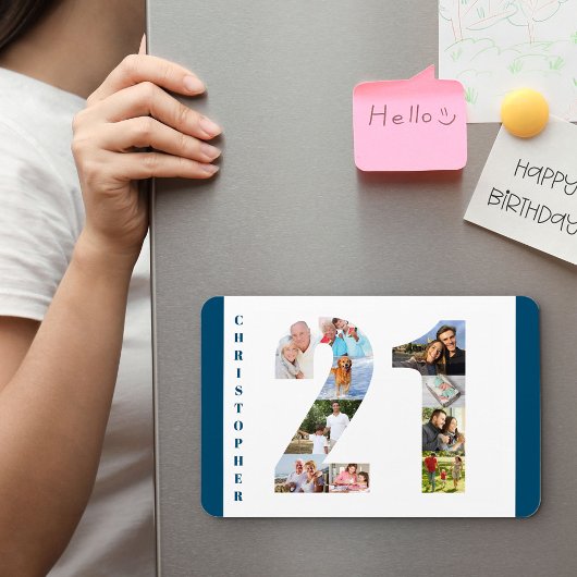 Foto collage op nummer 21 - 21st verjaardag magneet