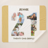 Foto collage op nummer 21 Neutrale 21e verjaardag Sherpa Deken (Voorkant (horizontaal))