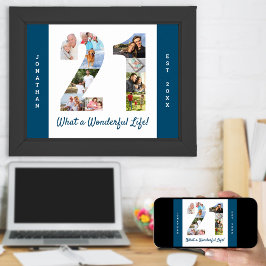 Foto collage op nummer 21 Vorm voor 21e verjaardag Poster
