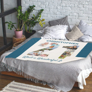 Foto collage op nummer 21 Vorm voor 21e verjaardag Sherpa Deken