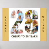 Foto collage op nummer 28 Neutrale 28e verjaardag Poster (Voorkant)