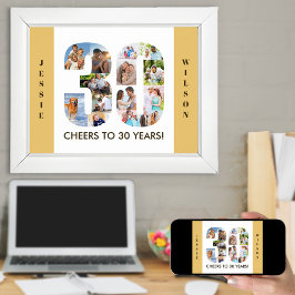 Foto collage op nummer 30 Neutrale 30e verjaardag Poster