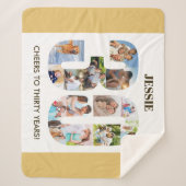 Foto collage op nummer 30 Neutrale 30e verjaardag Sherpa Deken (Voorkant)